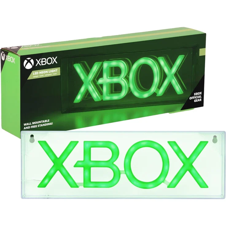 Paladone XBOX LED-Neonlicht, Freistehend oder Wandmontierbar Gaming-Schreibtischzubehör, Spielzimmer-Deko & Geschenk für Spieler, 29,7 cm breit