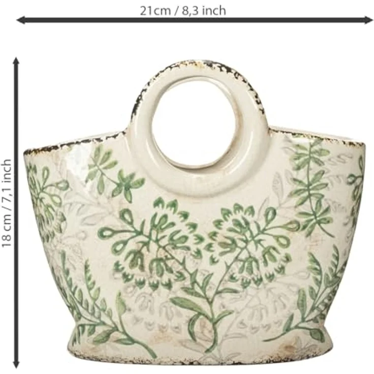 Viana Übertopf Keramik Pflanzgefäß mit floralen Motiven für Wohnbereich und – Bild 2