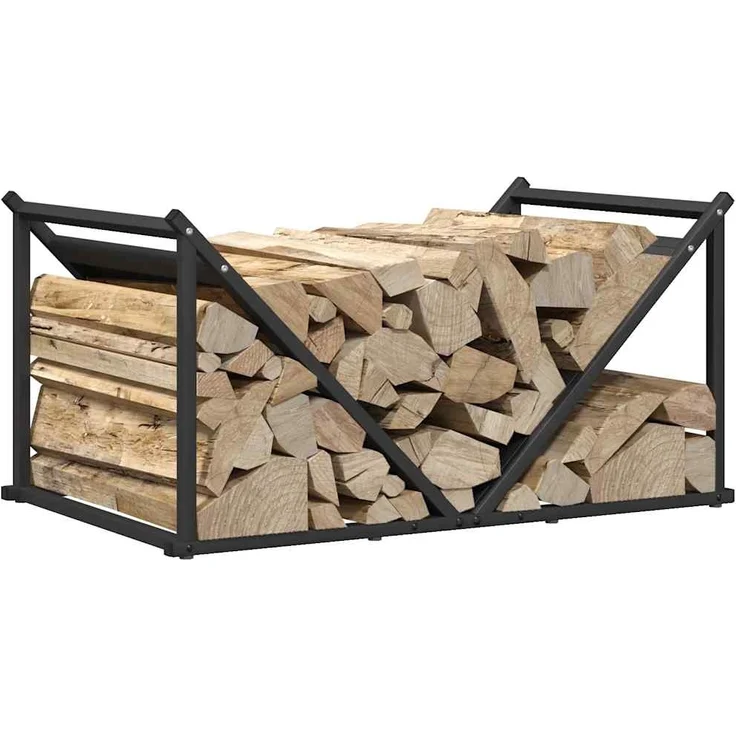 vidaXL Brennholzregal Schwarz 70x43x34,5 cm Kaltgewalzter Stahl 864173 – Bild 3