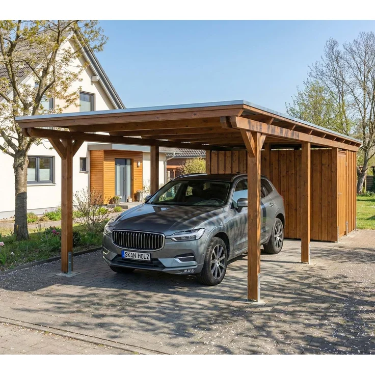 Skan Holz Emsland | Holz Carport mit Schuppen |