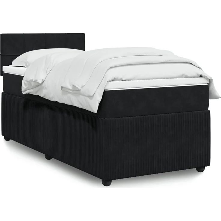 vidaXL Boxspringbett mit Matratze Schwarz 80x200 cm Samt 3287592 – Bild 1