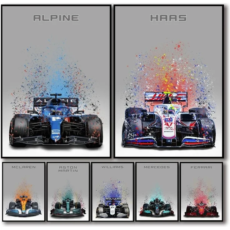 Poster Formel 1 Rennwagen Aquarell · Deko Print ohne Rahmen - B / 21x30 cm – Bild 1