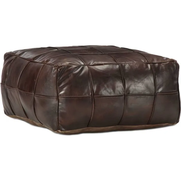 vidaXL Pouf Dunkelbraun 60 x 60 x 30 cm Echtes Ziegenleder 248133