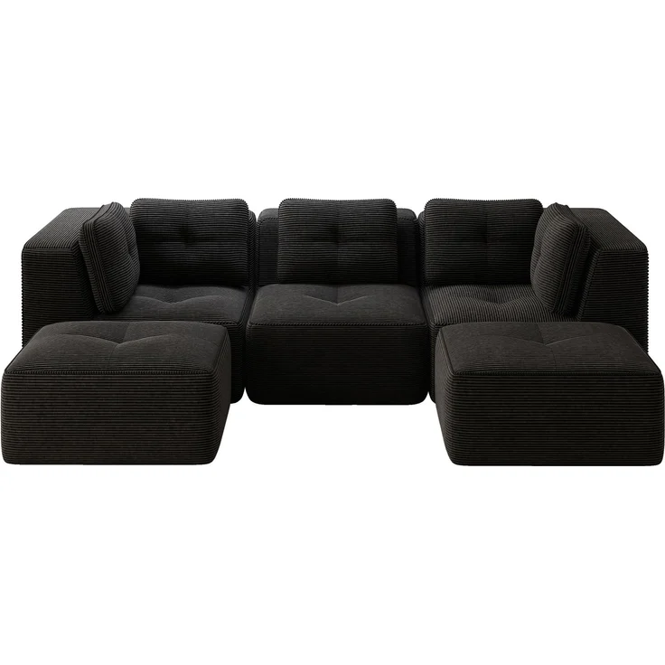 EINHOM Modulares Wohnzimmersofa ohne Gestell, geeignet für das Wohnzimmer, dreisitziges Cord-Sofa mit tiefer Sitzfläche, keine Montage erforderlich, Schwarz – Bild 7
