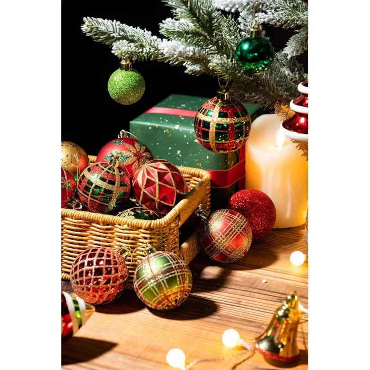 35er Pack Valery Madelyn Weihnachtskugeln 5cm Bruchsicher Landstraße Thema Rot – Bild 5