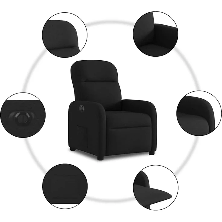 vidaXL Relaxsessel Elektrisch Schwarz Stoff 3302954 – Bild 9
