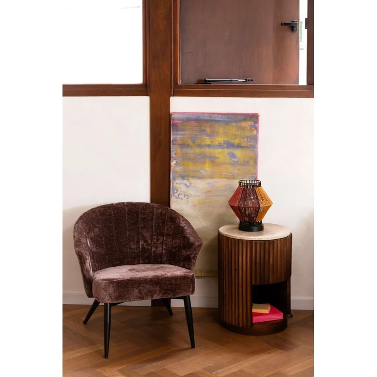Loungesessel Georgia Dutchbone Lila mit Samtbezug und Metallbeinen – Bild 2