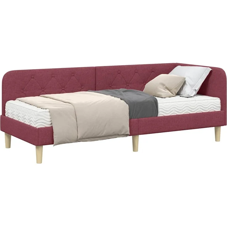 vidaXL Eckbettgestell mit Matratze Weinrot 80 x 200 cm Stoff 3394104 – Bild 2