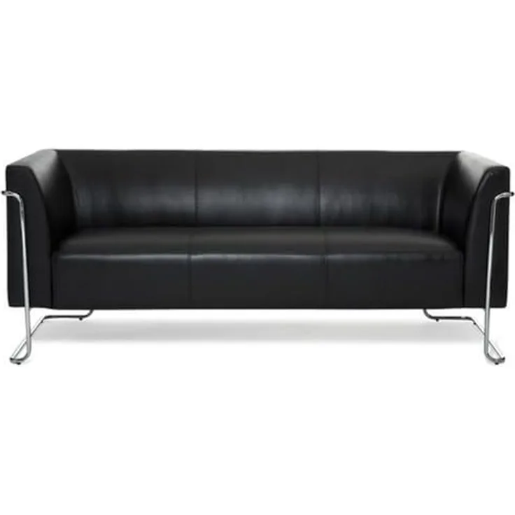 MID.YOU 3-Sitzer-Sofa in Schwarz, Textilbezug mit Lederlook, 179x71x74 cm, Rücken echt, für Wohnzimmer