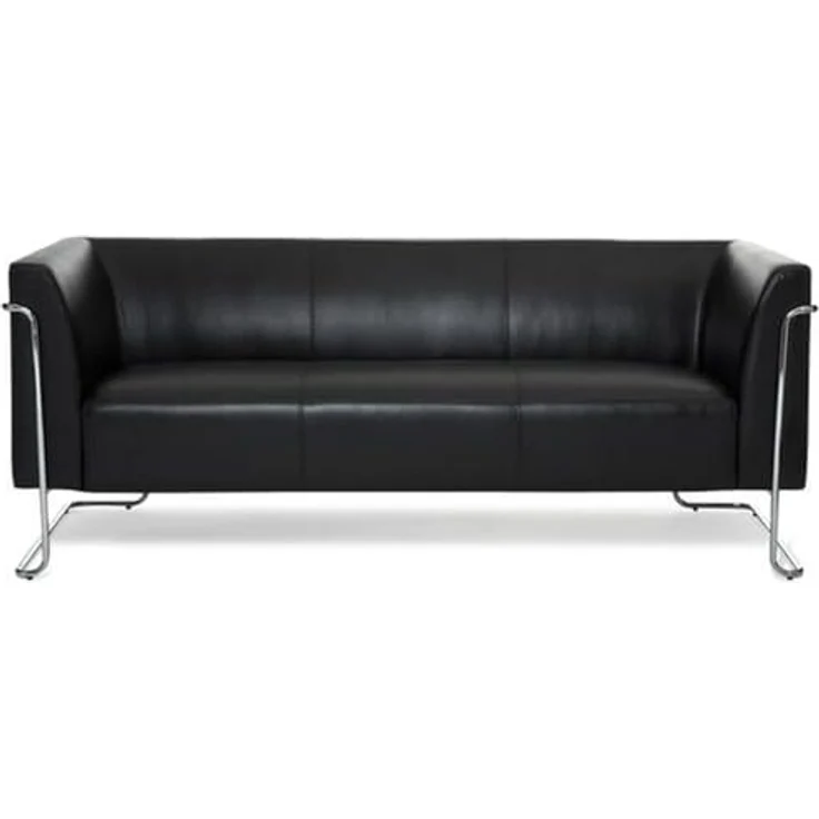 MID.YOU 3-Sitzer-Sofa in Schwarz, Textilbezug mit Lederlook, 179x71x74 cm, Rücken echt, für Wohnzimmer – Bild 1