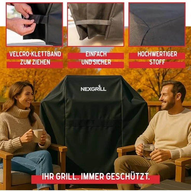 nexgrill Grillabdeckhaube Universal Grillabdeckung 178cm, 165cm, 150cm, Schutzhülle für Grill, schwarz, Grillabdeckung wetterfest – Bild 7