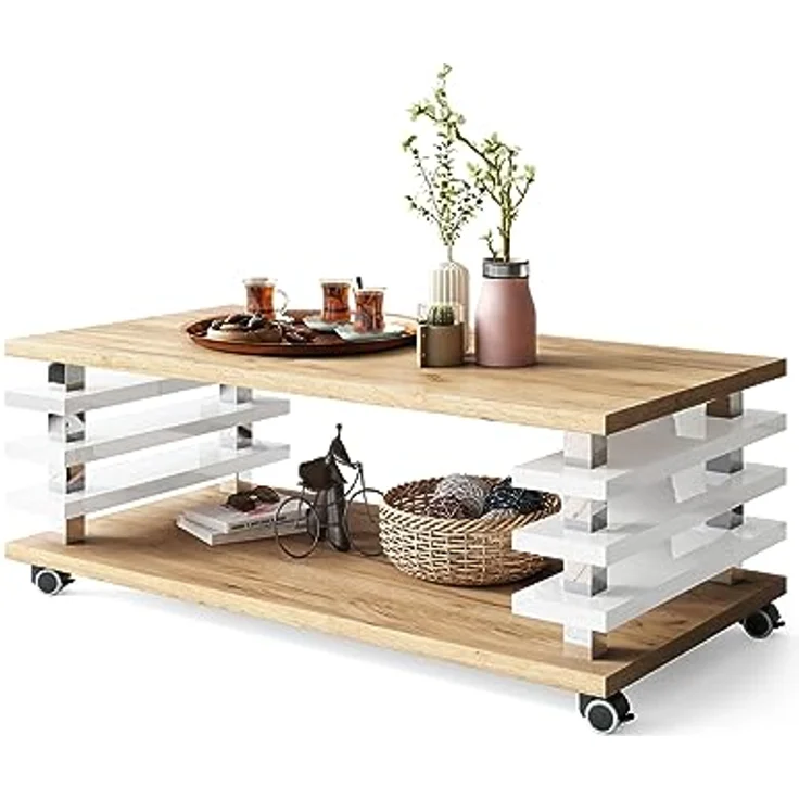 designimpex Couchtisch DC-3 Design Wohnzimmertisch Tisch mit / ohne Rollen – Bild 4