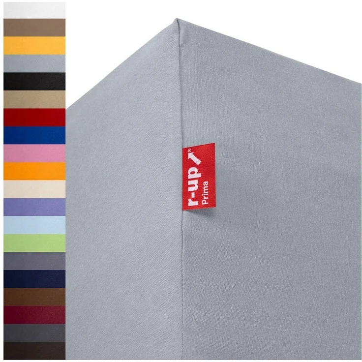 r-up Prima Spannbettlaken 90x200-100x220 bis 35cm Höhe silbergrau 97% Baumwolle / 3% Elasthan 160g/m² – Bild 1