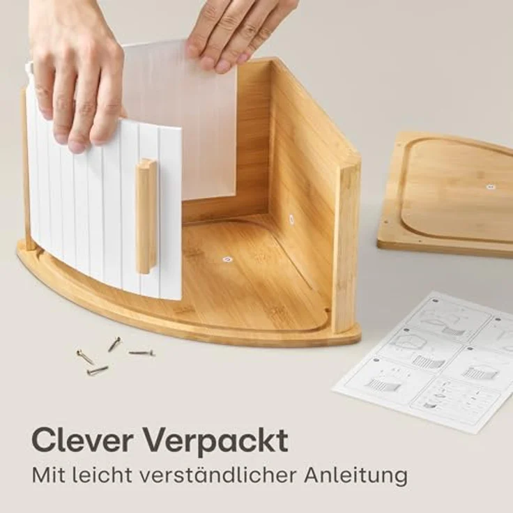 Praknu Brotkasten HAUPT Eckbrotkasten, Bambus, Holz, (Einzelartikel, 1-tlg, Nein), FSC®-zertifiziert, platzsparendes Eckformat, Schiebetür beidseitig – Bild 7