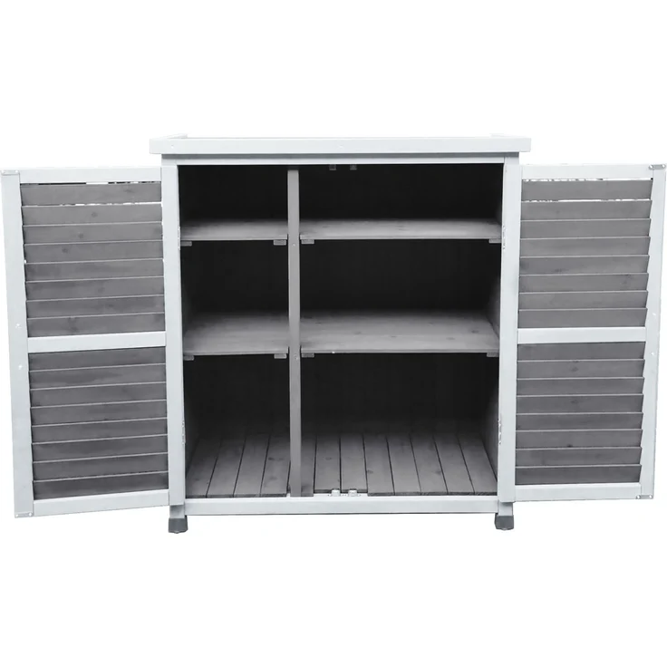 LECO Gartenschrank MOMO, Tannenholz grau-weiß lasiert, 87x47x95 cm – Bild 2
