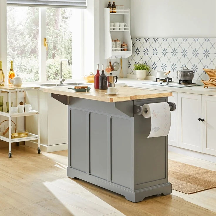SoBuy FKW71-HG Kücheninsel, MDF, Lackiert, Grau, 115 x 92 x 71 cm – Bild 5