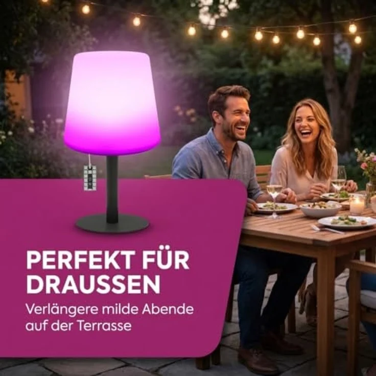 AddLiving LED Tischleuchte LED Tischlampe Table Light RGB dimmbar mit Zugschalter IP44, RGB-Farbwechsel, 12h Leuchtdauer, Zugschalter, 12 LEDs, IP44 – Bild 4
