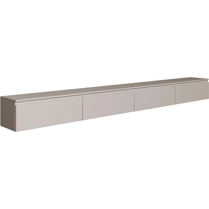 Selsey TV Lowboard Hängend 300 cm Kaschmir 4 Fächer mit Klappfronten Elegantes Design für Moderne Wohnzimmer Spanplatte 16 mm Stauraum für Elektronik Ideal für Saugroboter