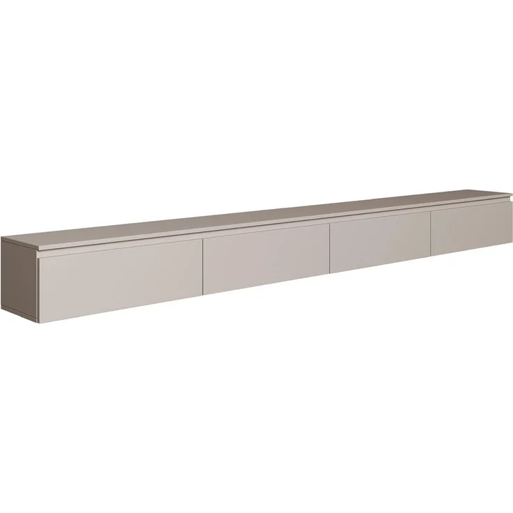 Selsey TV Lowboard Hängend 300 cm Kaschmir 4 Fächer mit Klappfronten Elegantes Design für Moderne Wohnzimmer Spanplatte 16 mm Stauraum für Elektronik Ideal für Saugroboter
