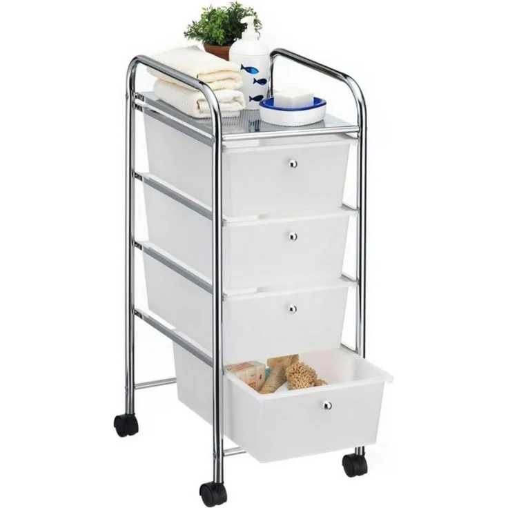 CARO-Möbel Beistellwagen SANO, Rollcontainer Badrollwagen Roll Friseur Wagen Badtrolley Badregal mit