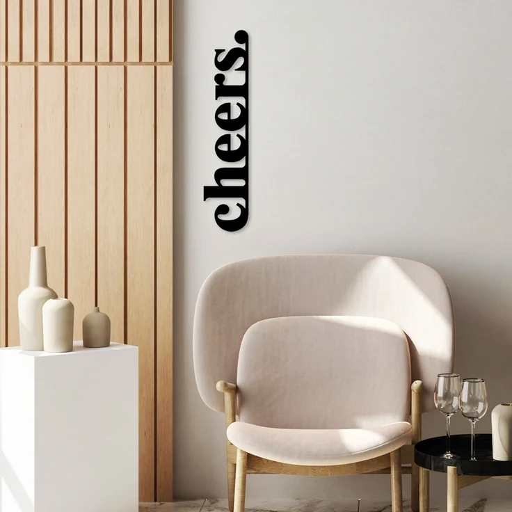 Wallity 'Cheers' Dekoratives Wandaccessoire aus Metall, Schwarz, 16 x 70 cm – Bild 2