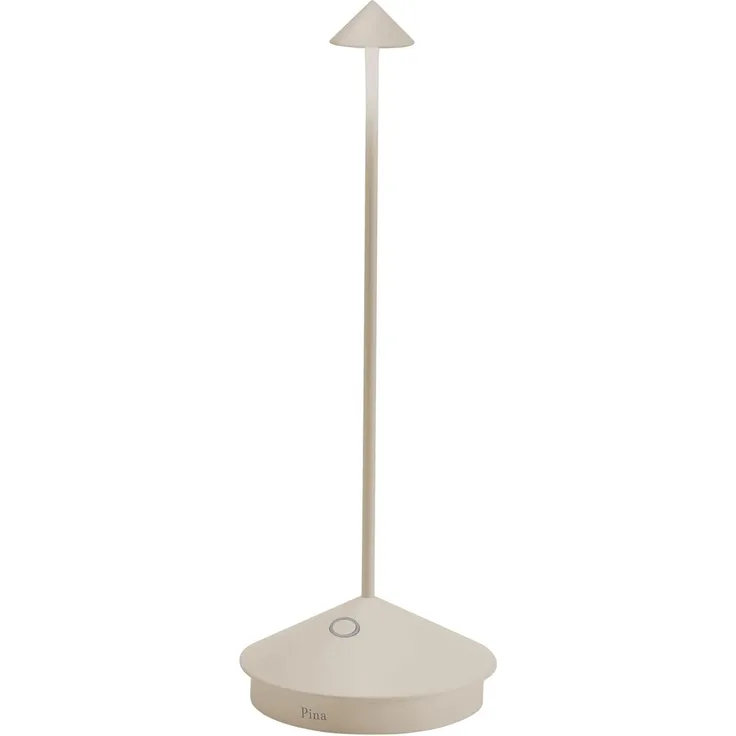 Zafferano, Pina, Wiederaufladbare und Kabellose Tischlampe mit Touch Control, Geeignet für den Innen- und Außenbereich, Dimmer, 2200-3000 K, Höhe 29 cm, Farbe Sand