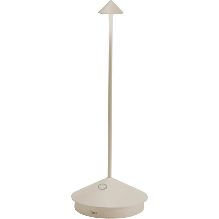 Zafferano, Pina, Wiederaufladbare und Kabellose Tischlampe mit Touch Control, Geeignet für den Innen- und Außenbereich, Dimmer, 2200-3000 K, Höhe 29 cm, Farbe Sand