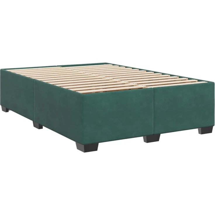 vidaXL Boxspringbett mit Matratze Dunkelgrün 140x200 cm Samt 3285290 – Bild 5