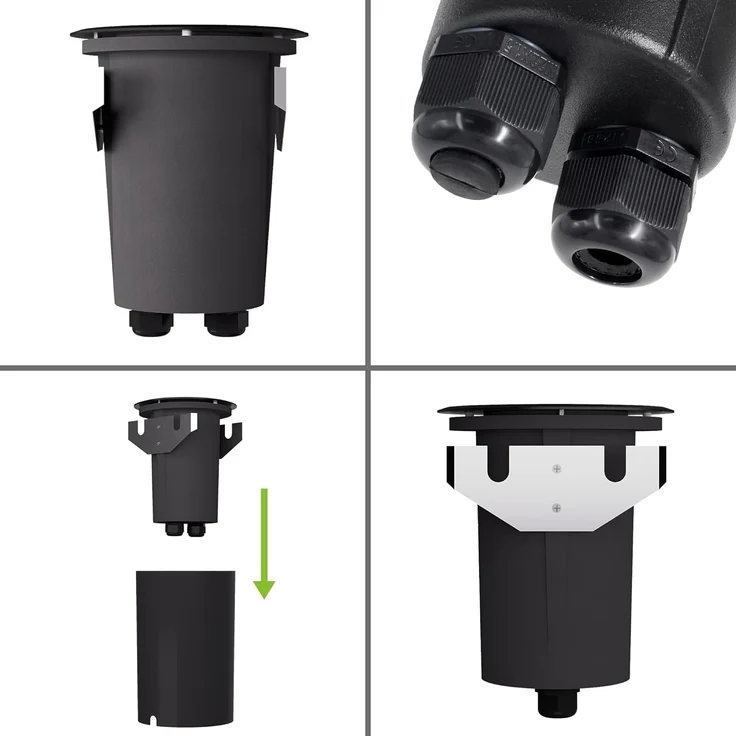 SSC-LUXon LED Gartenstrahler JUAVI LED Bodeneinbaustrahler schwarz mit GU10 6W warmweiß, Warmweiß – Bild 2
