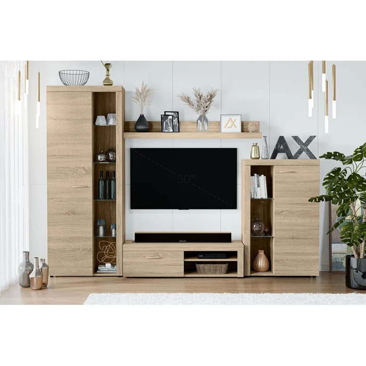 AX LIVING Spacoro Wohnwand Sonoma Eiche Wohnzimmerschrank 270 cm – Bild 1