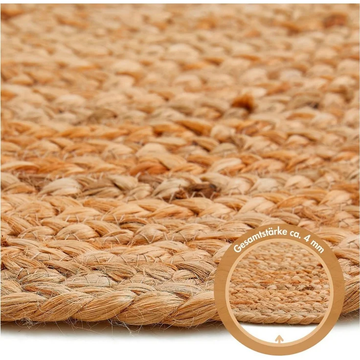 LUXOR living Teppich Mamda 2, Juteteppich, rund, Höhe: 6 mm, Flachgewebe, handgeflochten, Flecht Design, Naturfaser, Boho-Style – Bild 2