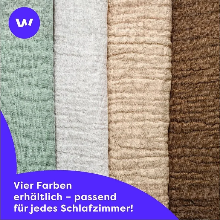 Wolkenfeld Bettwäsche Wolkenfeld Premium Musselin mit Reißverschluss, Musselin, 2 teilig, aus 100% Baumwolle – Atmungsaktiv & Weich – inkl. Kissenbezug 80x80 – Bild 3