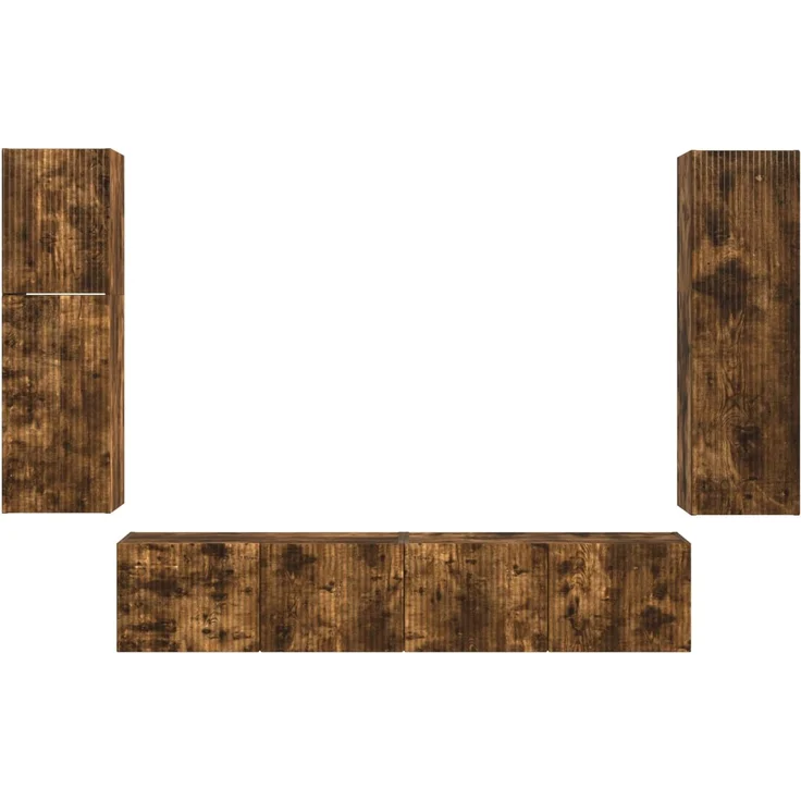 vidaXL TV-Schrankset 4 pcs Geräucherte Eiche Holzwerkstoff 3409038 – Bild 9