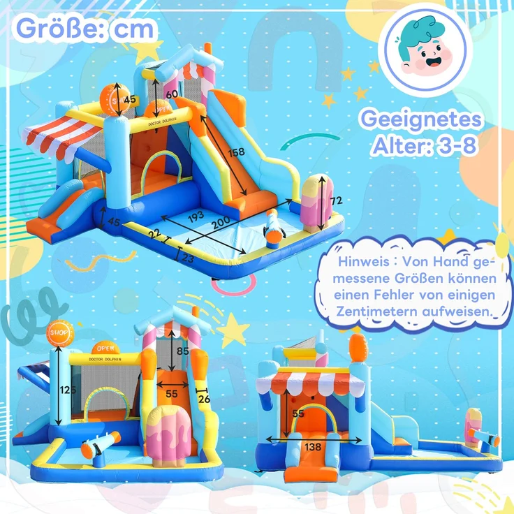 LVHOM Aufblasbare Hüpfburg mit Gebläse, Spielpool, Trocken-/Wasserrutsche, Springburg Outdoor, Wasserpark mit Trampolin, Planschbecken, 340 x 395 x 236cm – Bild 5