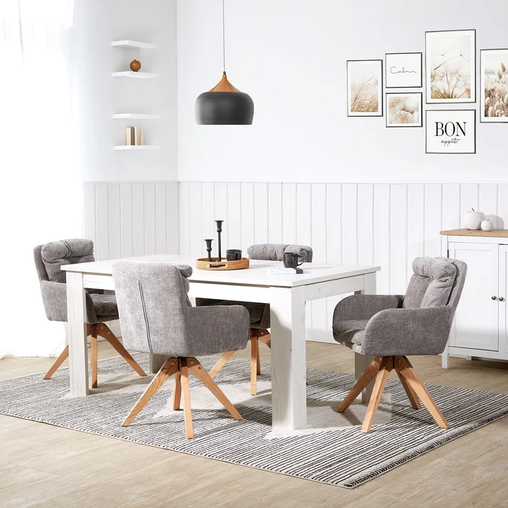 Polsterstuhl Stuhl Samt Grau Modern Esszimmerstuhl Polstersessel Drehstuhl Sessel Küchenstuhl Armlehnenstuhl – Bild 2