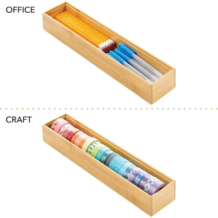 mDesign Schubladeneinsatz Aufbewahrung Organizer schmal 2er-Set Bambus Natur – Bild 8