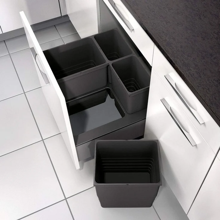 SO-TECH® Mülleimer eins2vier Abfallsammler Höhe: 310 mm, Volumen 17 Liter 230 x 306 mm dunkelgrau 5060 – Bild 3