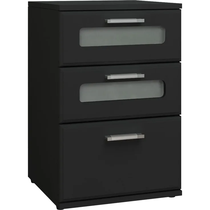 Nachttisch mit drei Schubladen 40 x 60 x 38 cm Schwarz aus Holz ML-Design