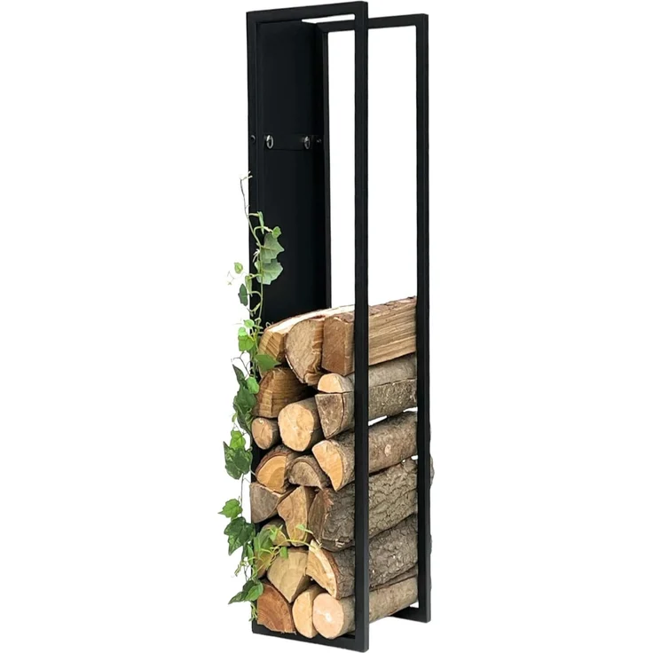 DanDiBo Kaminholzregal Innen Metall Schwarz Kaminholzständer 120 cm mit Rückwand an der Wand Hängend 96465 Holzkorb Kaminholzhalter Holzregal – Bild 6