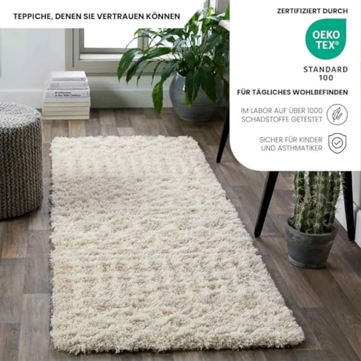 Livabliss Hochflor-Teppich DUBAI, rechteckig, Höhe: 52 mm, Shaggy Hochflorteppich, Flauschiger, Boho Wohnzimmerteppich/Läufer – Bild 5