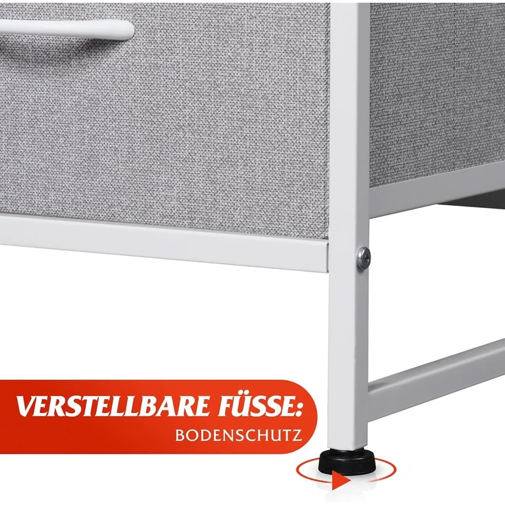 WLIVE Kommode mit 6 Schubladen aus Stoff, Kommodenschrank für Schlafzimmer, Kommode Wohnzimmer, mit Stabiler Stahlrahmen, Holzplatte, Hellgrau – Bild 5