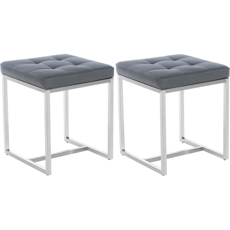 CLP 2er Set Sitzhocker Barci mit Polsterung und Edelstahlgestell,grau