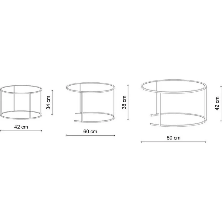Skye Decor Couchtisch Japandi (3-St, 3-teilig), 3-teiliges Design mit gehärteter Glasplatte und Metallgestell – Bild 2