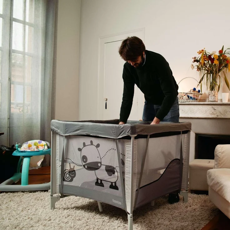 Looping - Faltbarer Laufstall 90x90 cm Black Emotion | mit Erhöhung und verstellbar auf 2 Ebenen, inklusive Transporttasche | für Babys & Kinder bis 15 kg – Bild 2