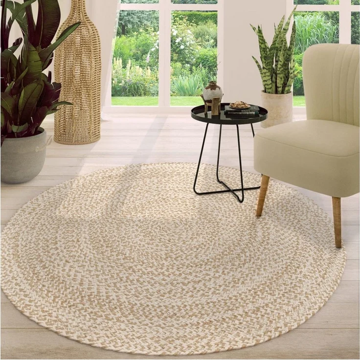 TT Home Teppich Diele, Esszimmer, Flur, Kinderzimmer, Schlafzimmer, Wohnzimmer, Rund, Höhe: 9 mm, Wohnzimmer Teppich Rund Kurzflor Hangefertigt Modern Unifarben Cutout – Bild 1