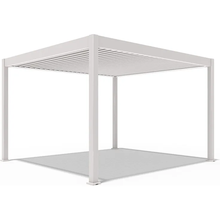 Weide E-Deluxe | elektrische Pergola mit LED | Voll Aluminium | 3,6 x 4 M | motorisiertes Lamellendach Ivory Sand