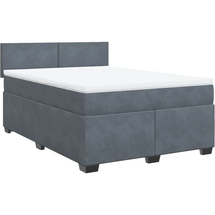 vidaXL Boxspringbett mit Matratze Dunkelgrau 140x200 cm Samt 3288625 – Bild 3