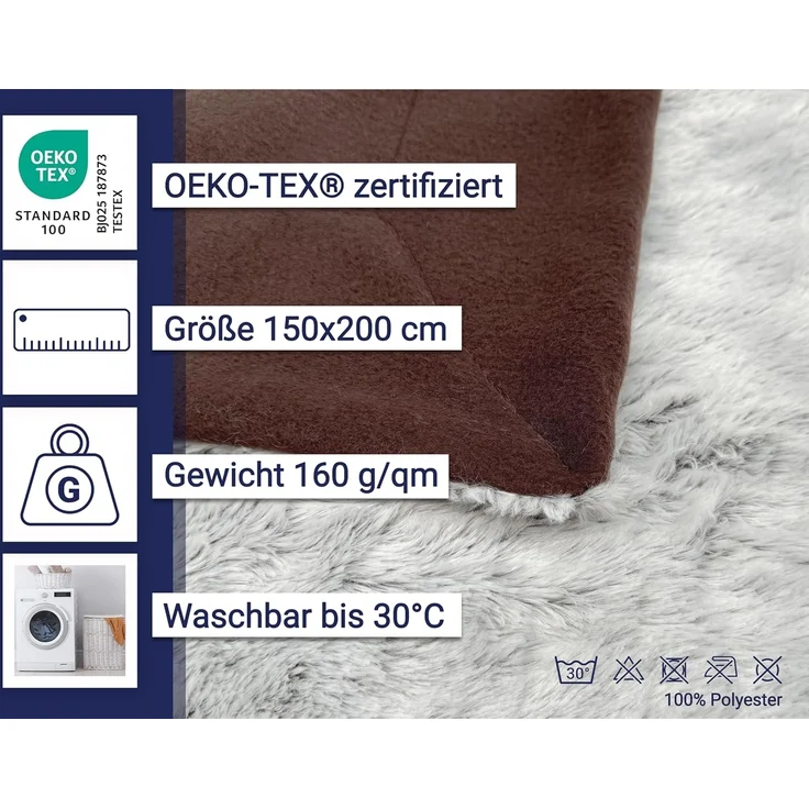 Wohndecke, ZOLLNER, extra flauschig, 150 x 200 cm, 100% Polyester, extra flauschig – Bild 3