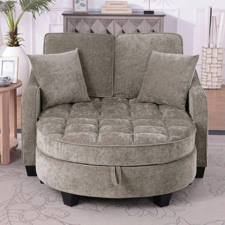 STILVORA Schlafsofa mit Aufbewahrungs-Hocker,Modulares Sofa Relaxsofa aus Chenille – Bild 1