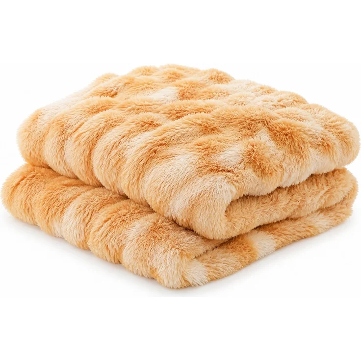 Langflor-Fleecedecke als Sofaüberwurf Beige 80 x 120 cm – Bild 1